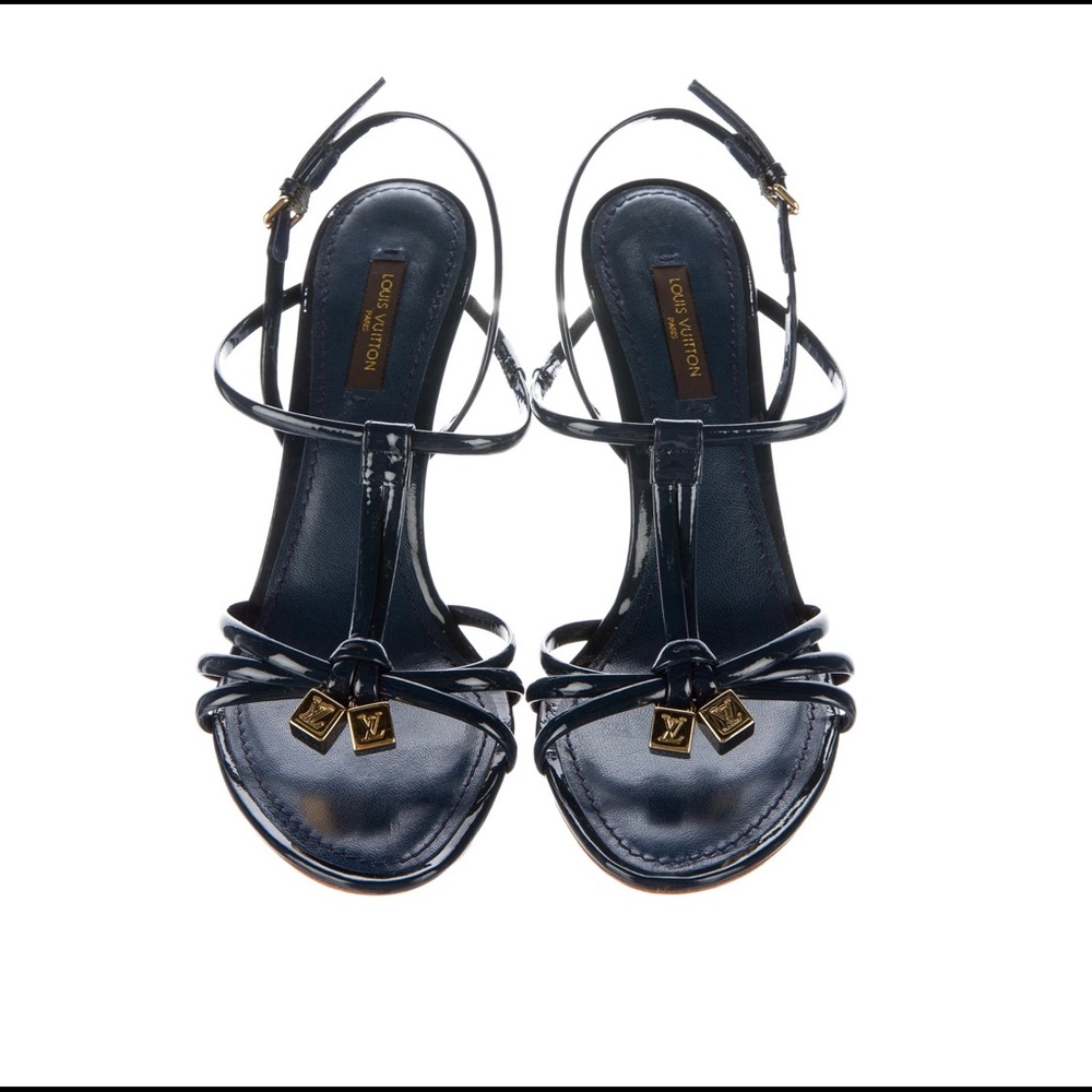 Louis Vuitton Navy Blue Sandals with logo dice